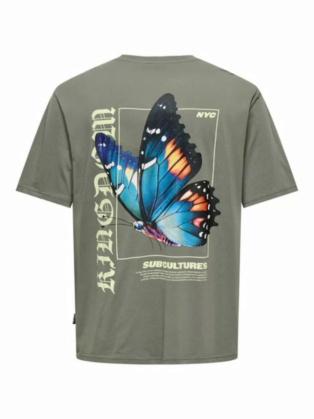 ONLY & SONS T-Shirt - Lässiges Kurzarmshirt mit Butterfly Backprint günstig online kaufen