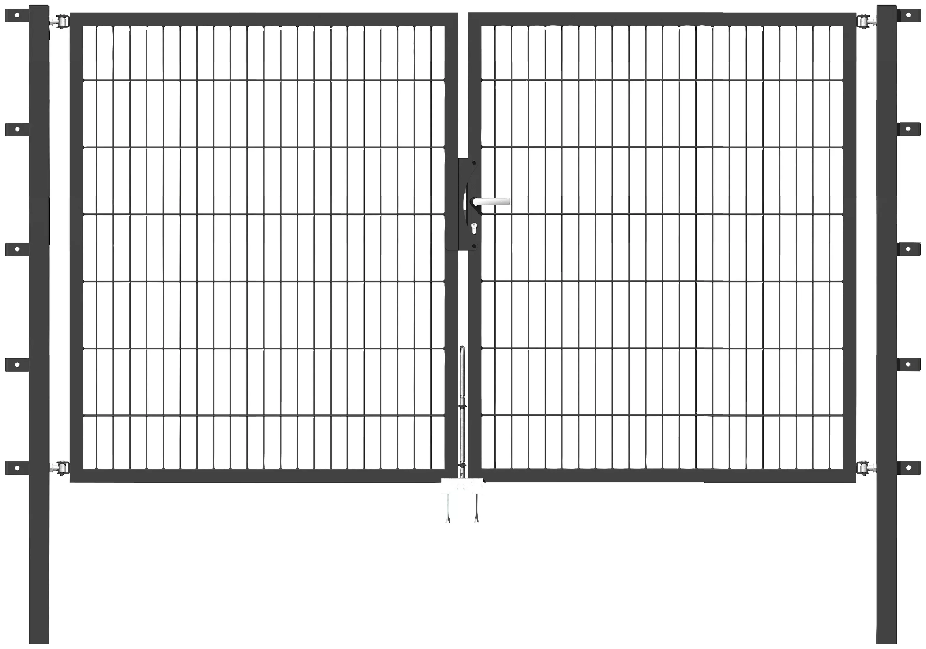 Metallzaun Doppeltor für Doppelstabmatte Grün z. Einbetonieren 100 cm x 400 günstig online kaufen