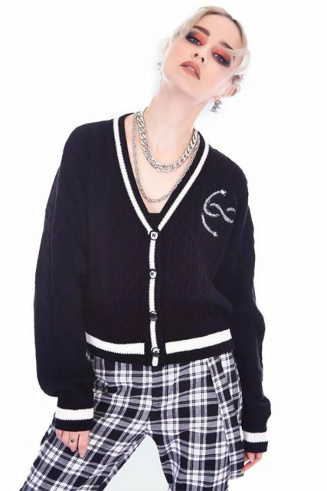 Jawbreaker Strickjacke Snake Infinity Symbol Crop Cardigan Okkult Grufti Go günstig online kaufen