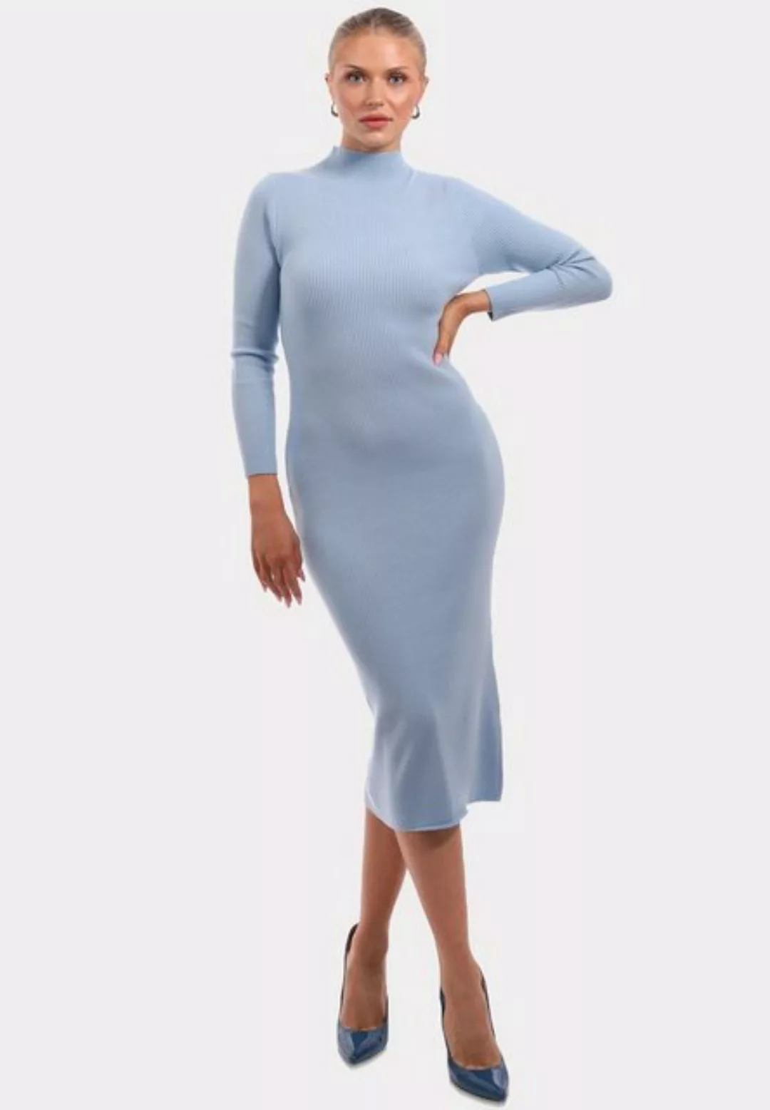 YC Fashion & Style Strickkleid Strickkleid mit Stehkragen KNIT DRESS (1-tlg günstig online kaufen