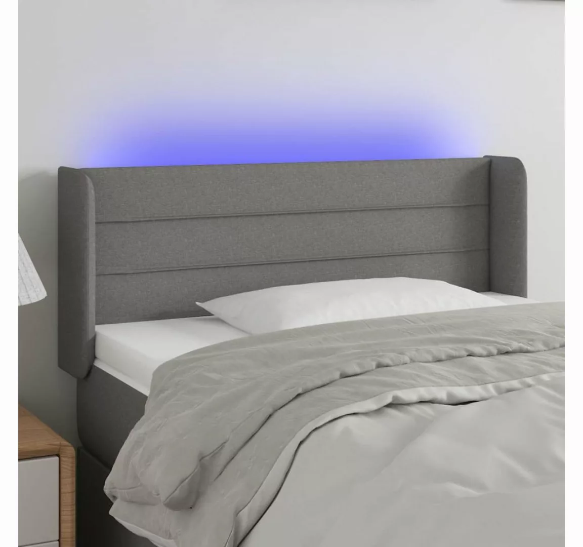 vidaXL Bett, LED Kopfteil Dunkelgrau 83x16x78/88 cm Stoff günstig online kaufen