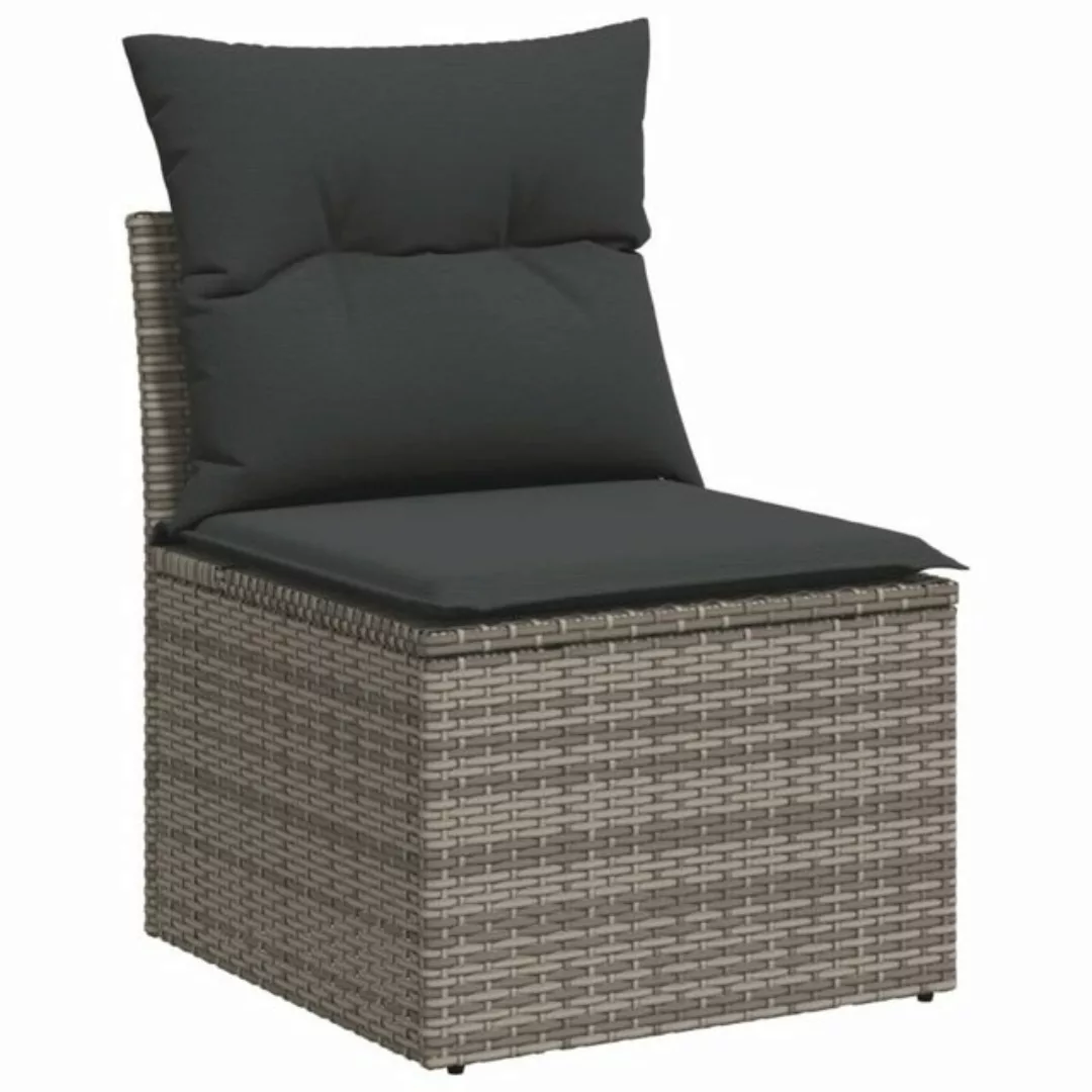 vidaXL Loungesofa Gartensofa ohne Armlehnen mit Kissen Grau Poly Rattan günstig online kaufen