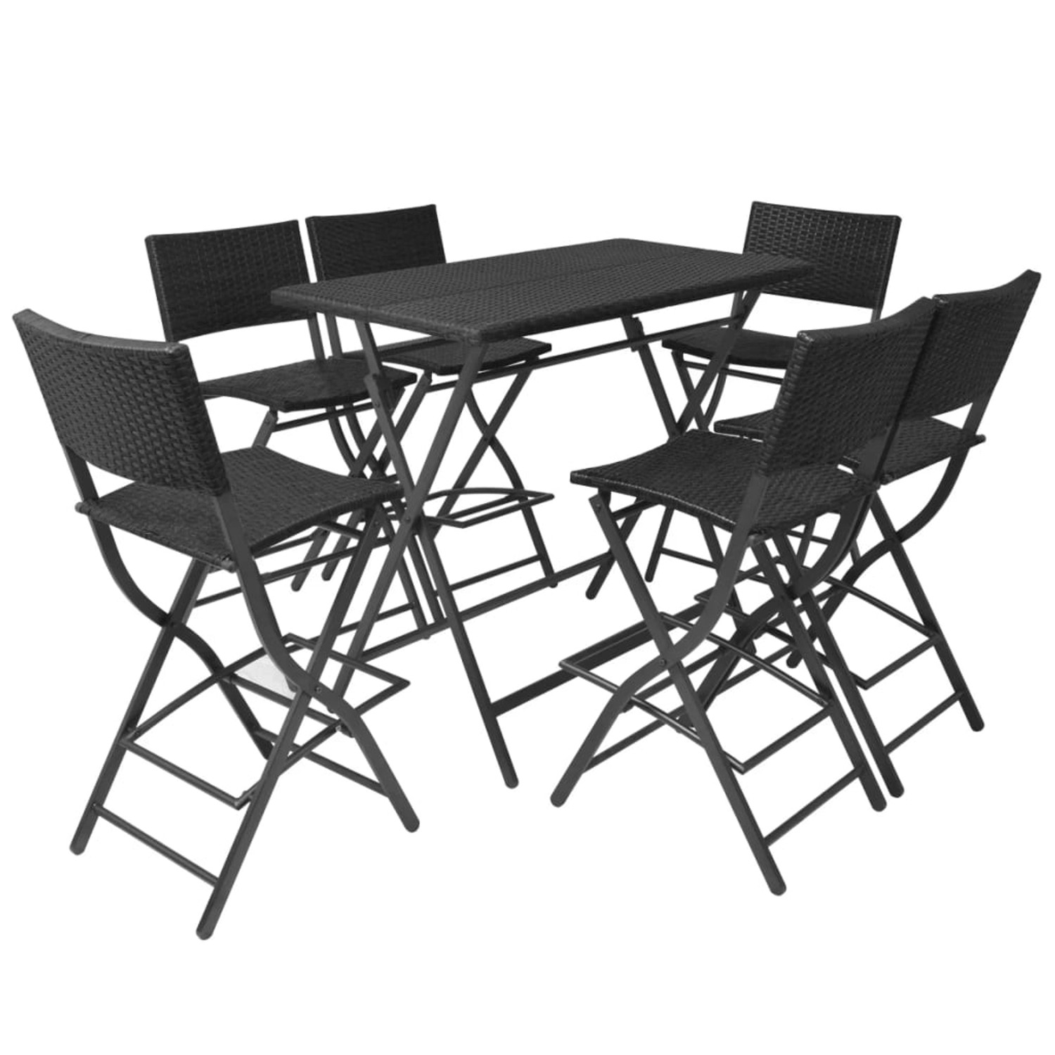 vidaXL 7-tlg Garten-Essgruppe Klappbar Stahl Poly Rattan Schwarz günstig online kaufen