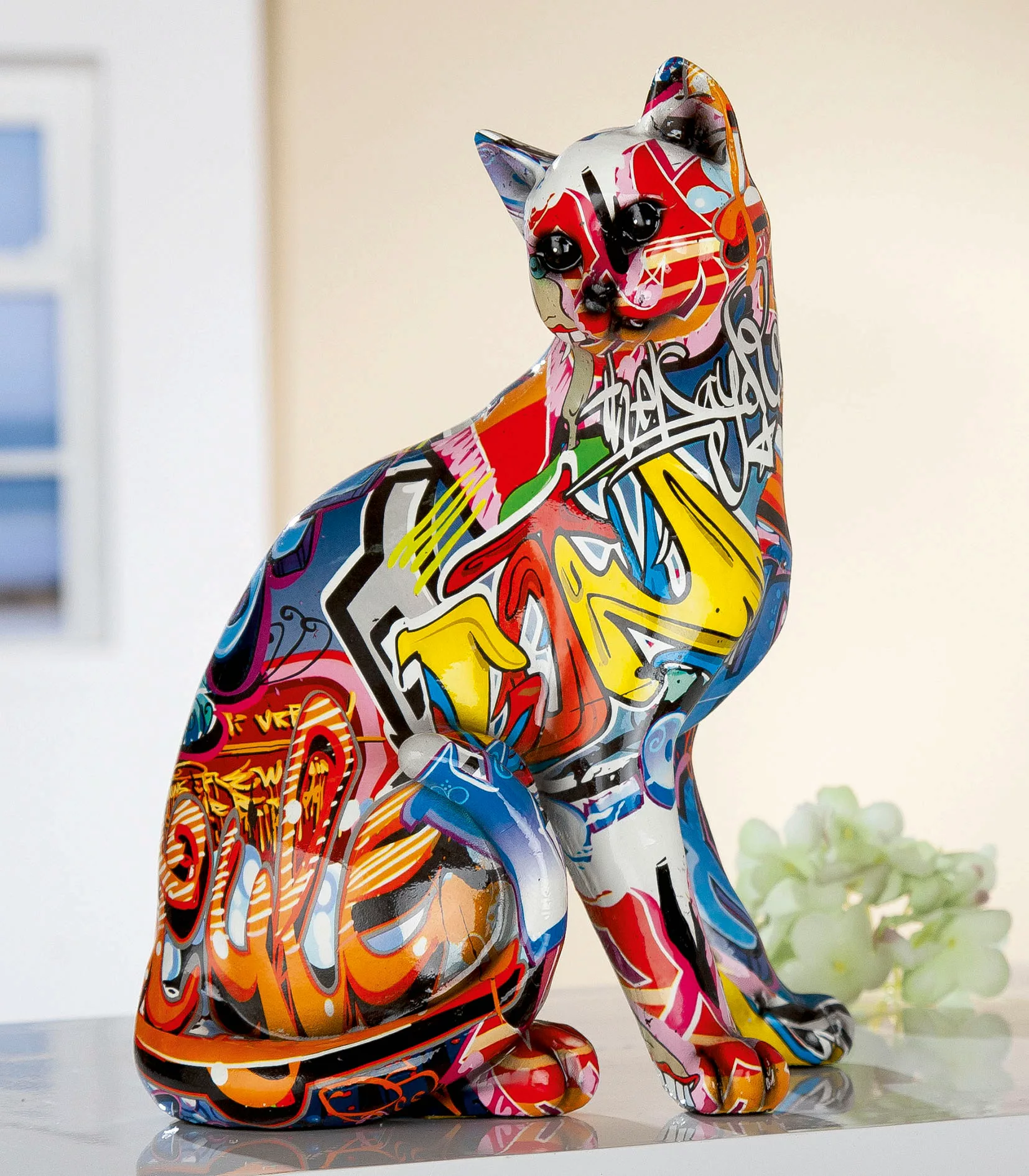 GILDE Dekofigur »Figur Pop Art Katze«, Dekoobjekt, Tierfigur, Höhe 29 cm, W günstig online kaufen