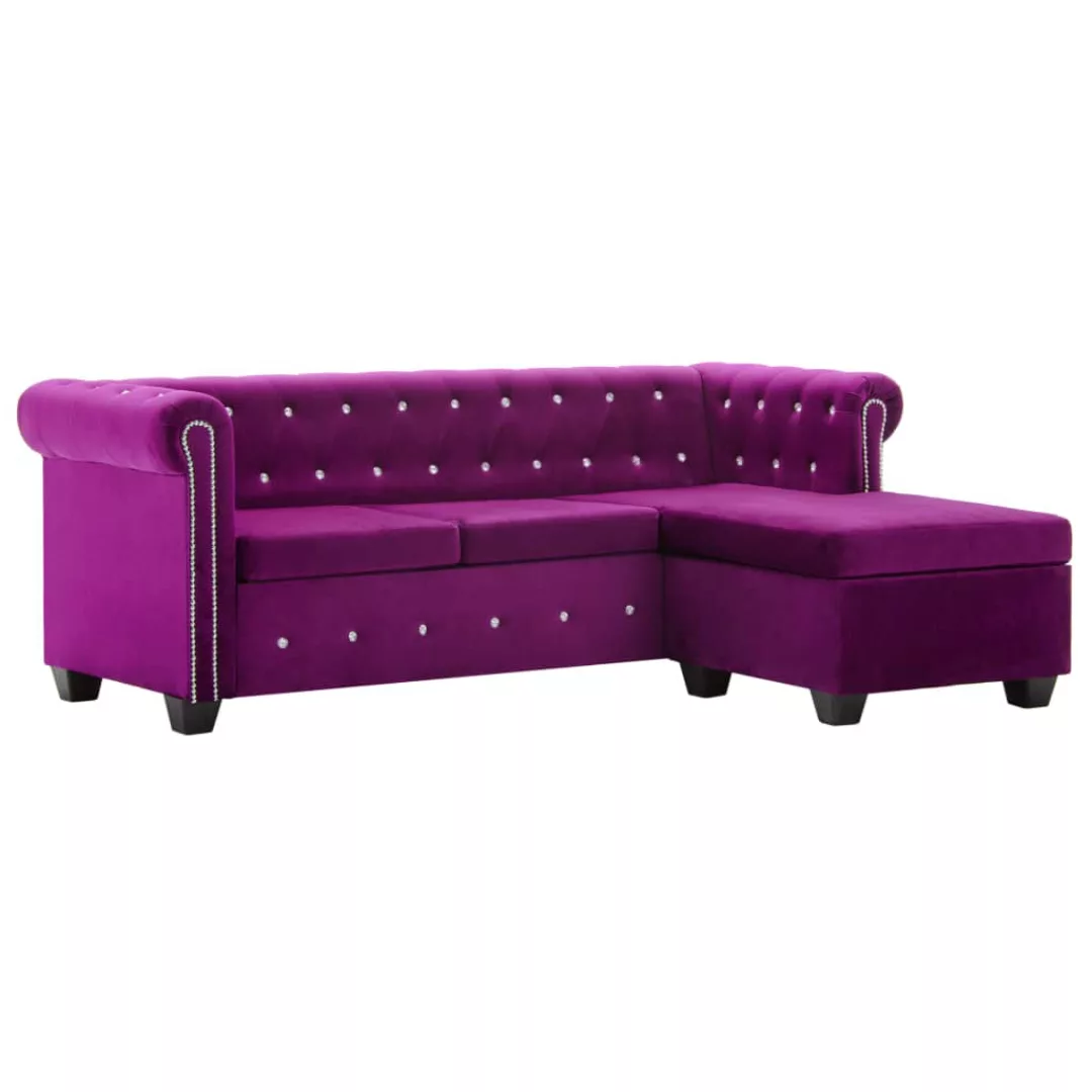 Chesterfield Sofa L-förmig Samtbezug 199x142x72 Cm Lila günstig online kaufen