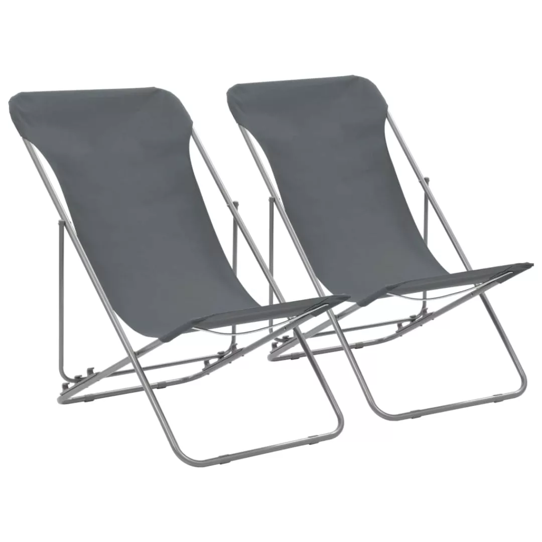 Klappbare Strandstühle 2 Stk. Stahl Und Oxford-gewebe Grau günstig online kaufen