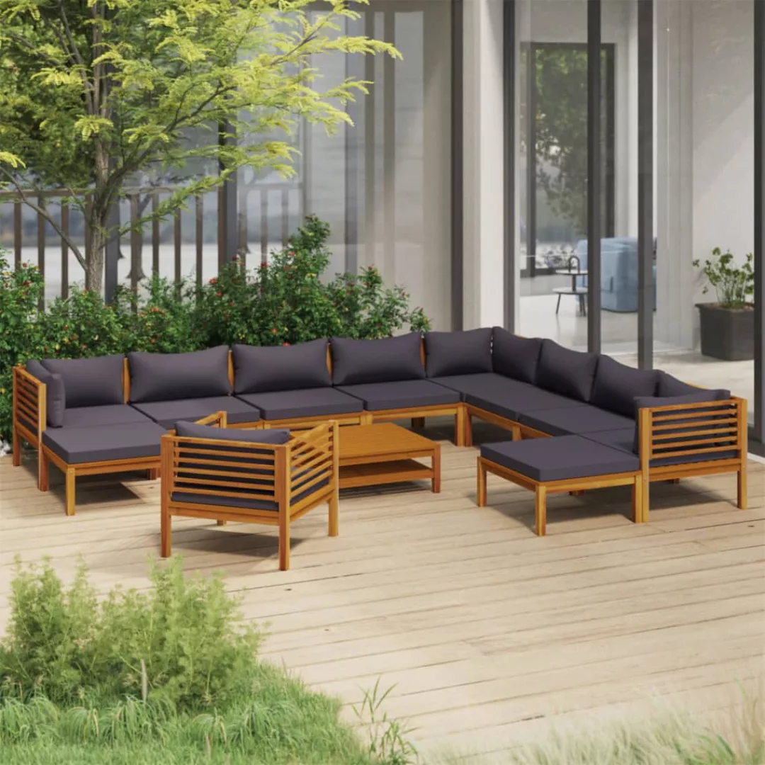 12-tlg. Garten-lounge-set Mit Auflage Massivholz Akazie günstig online kaufen