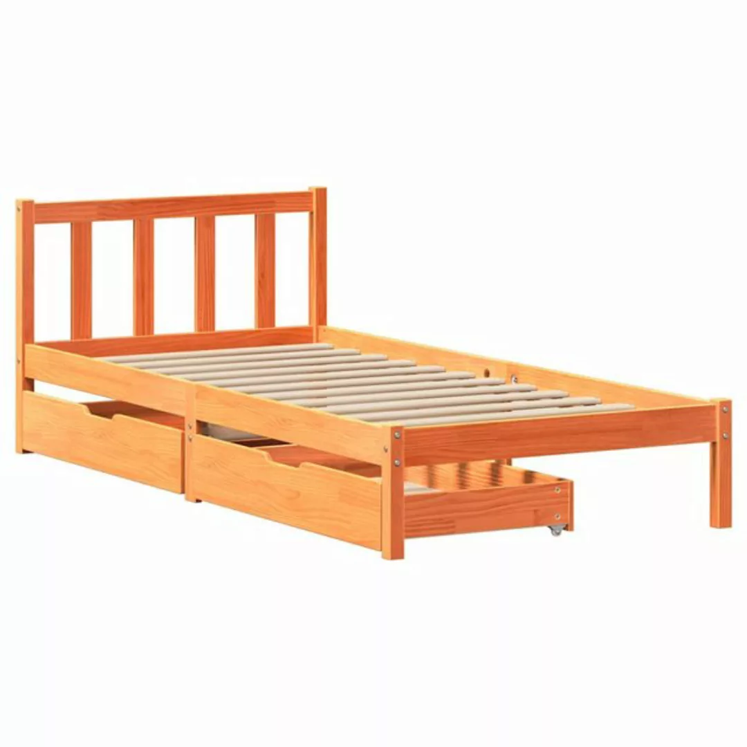 vidaXL Bett, Massivholzbett ohne Matratze Wachsbraun 90x200 Kiefernholz günstig online kaufen