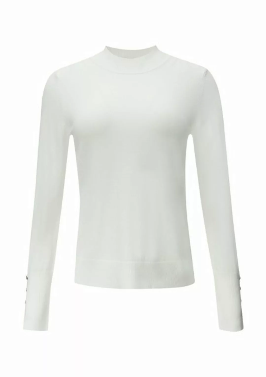 Comma Langarmshirt Feiner Strickpullover mit Turtleneck Zierknopf günstig online kaufen