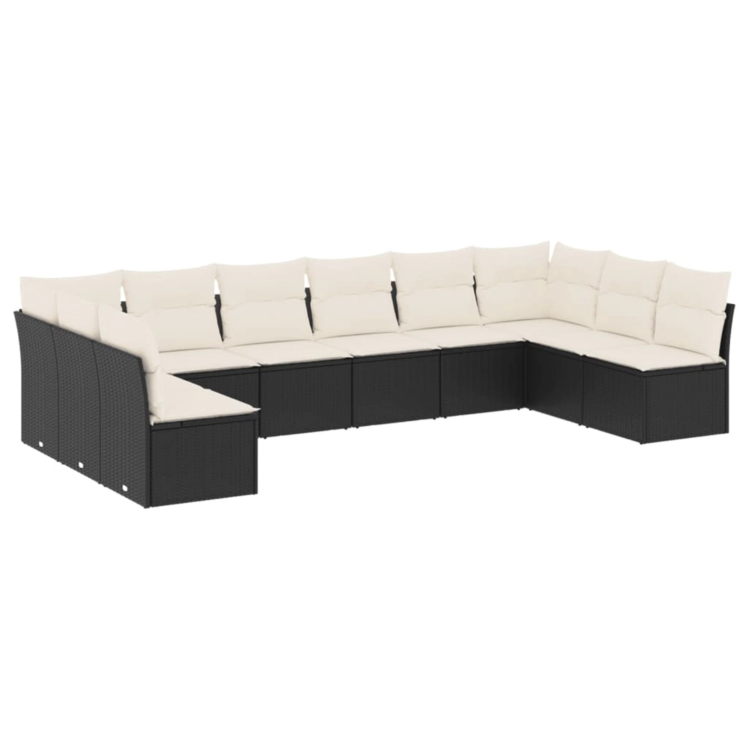 vidaXL 10-Tlg Garten-Sofagarnitur mit Kissen Schwarz Poly Rattan 3249925 günstig online kaufen