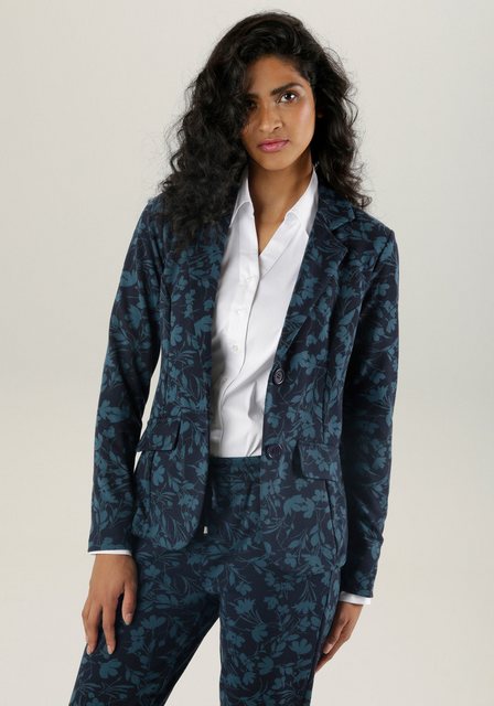 Aniston SELECTED Kurzblazer, mit farbharmonischem Jacquard-Blumenmuster günstig online kaufen