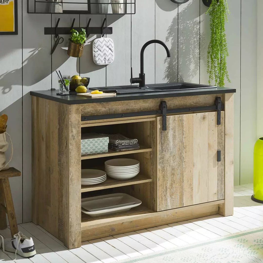 Küchenschrank mit Stalltür im Landhausstil 93 cm hoch - 133 cm breit günstig online kaufen
