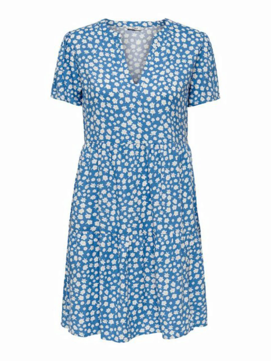 ONLY V-ausschnitt Kleid Mit Kurzen Ärmeln Damen Blau günstig online kaufen