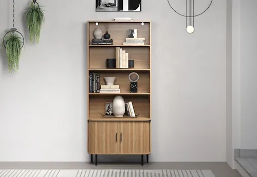 INOSIGN Bücherregal "Ronda", (1 St.), Standregal mit Schiebetüren - Maße (B günstig online kaufen