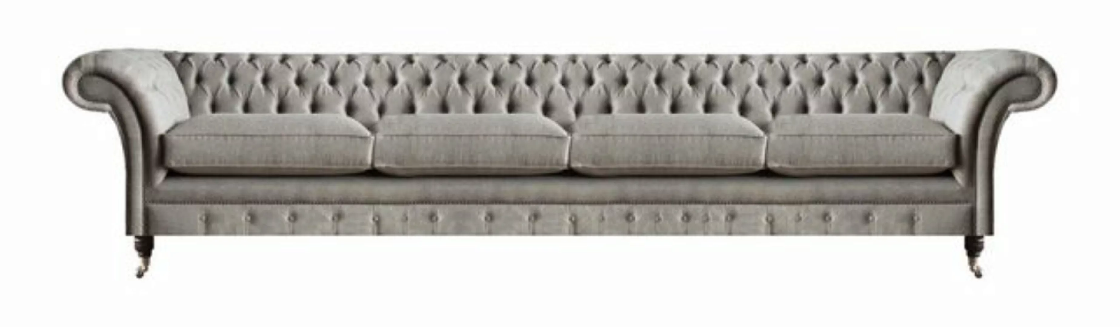 JVmoebel 4-Sitzer Hellgraues Chesterfield Polstersofa Designer 4-Sitzer Tex günstig online kaufen