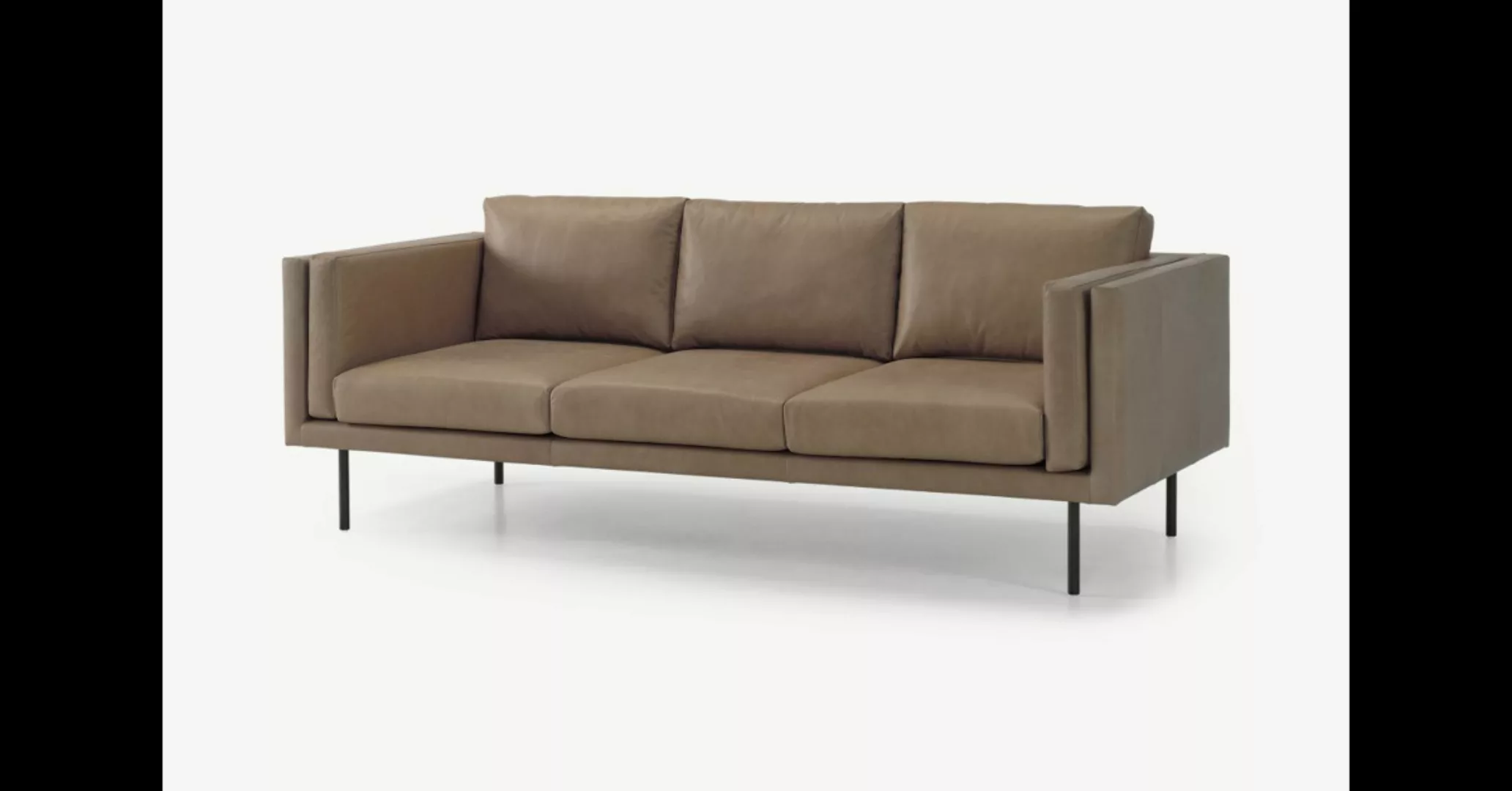 Savio 3-Sitzer Sofa, Leder in dunklem Graubraun - MADE.com günstig online kaufen