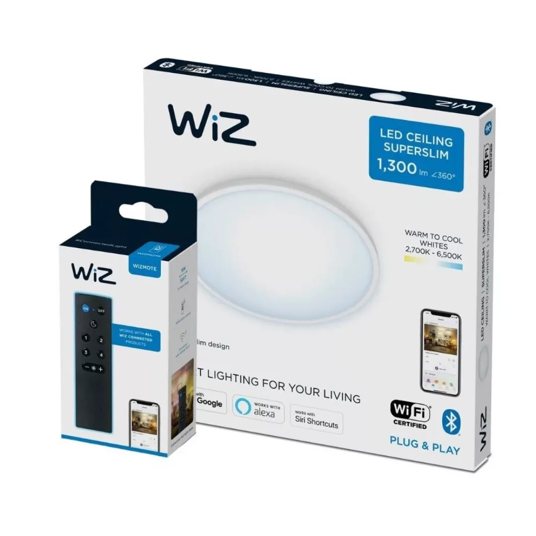 WiZ LED Deckenleuchte in Weiß 14W 1300lm 242mm mit Fernbedienung günstig online kaufen