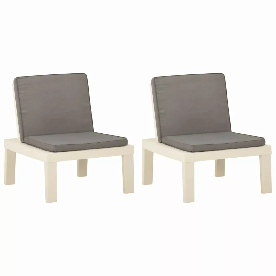 Gartenstühle Mit Auflagen 2 Stk. Kunststoff Weiß günstig online kaufen