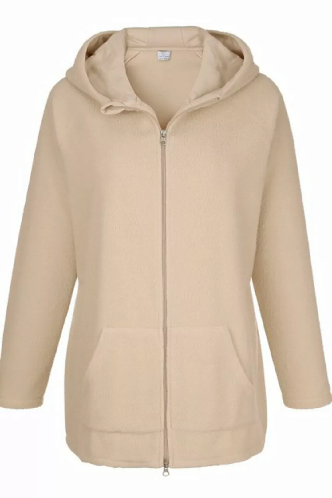 Ulla Popken Sweatjacke Fleece-Hoodiejacke 2-Wege-Zipper Kängurutasche günstig online kaufen