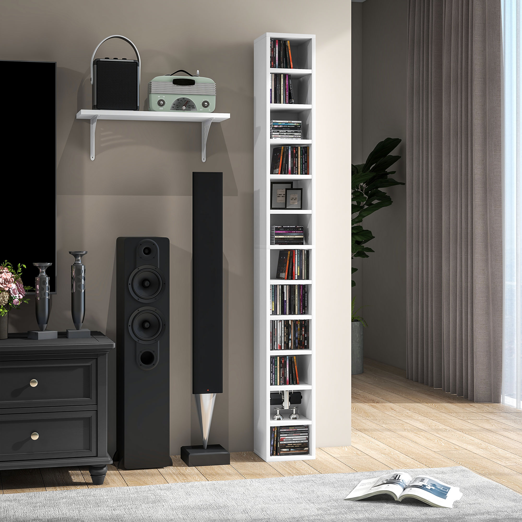 HOMCOM CD- und DVD-Aufbewahrung, CD/DVD-Regal mit 12 Fächern, Fassungsvermö günstig online kaufen