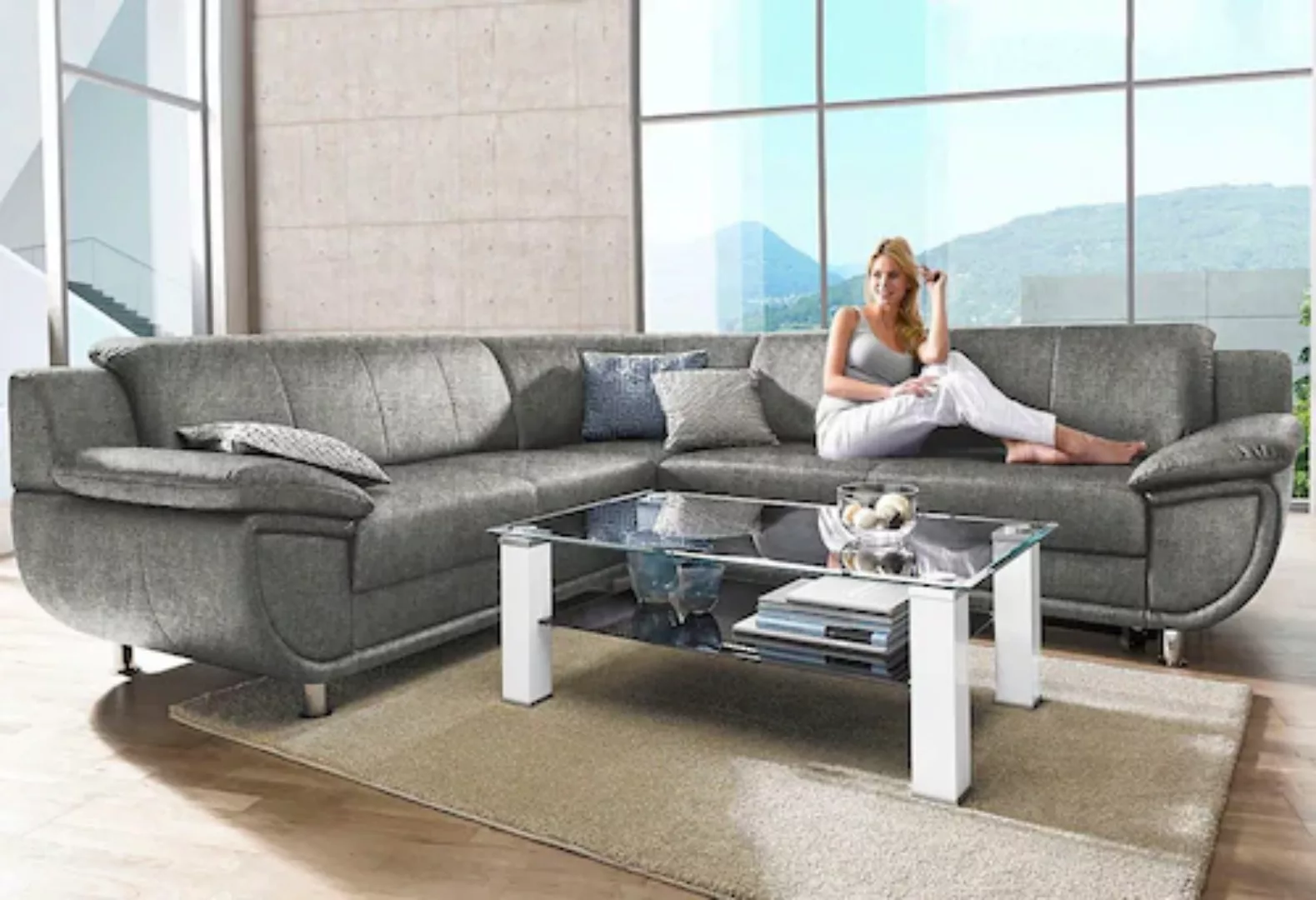 TRENDMANUFAKTUR Ecksofa "Rondo wahlweise mit Schlaffunktion, 267x247 cm (Bx günstig online kaufen