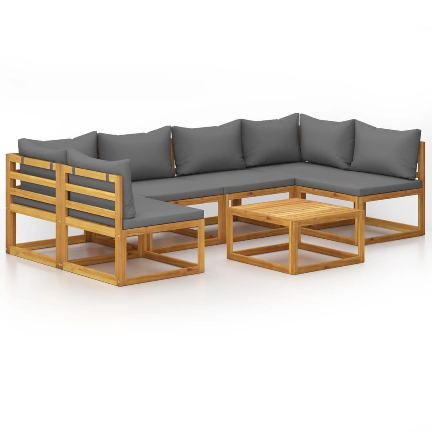 7-tlg. Garten-lounge-set Mit Auflagen Massivholz Akazie günstig online kaufen