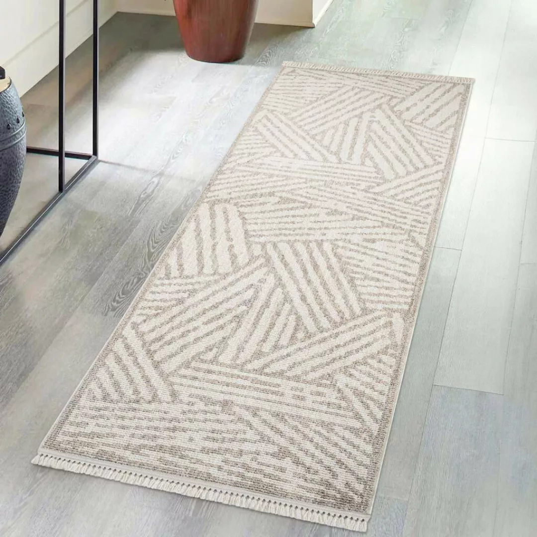 Carpet City Teppich »CLASICO 9161«, rechteckig, Kurzflor, Fransen, Geometri günstig online kaufen