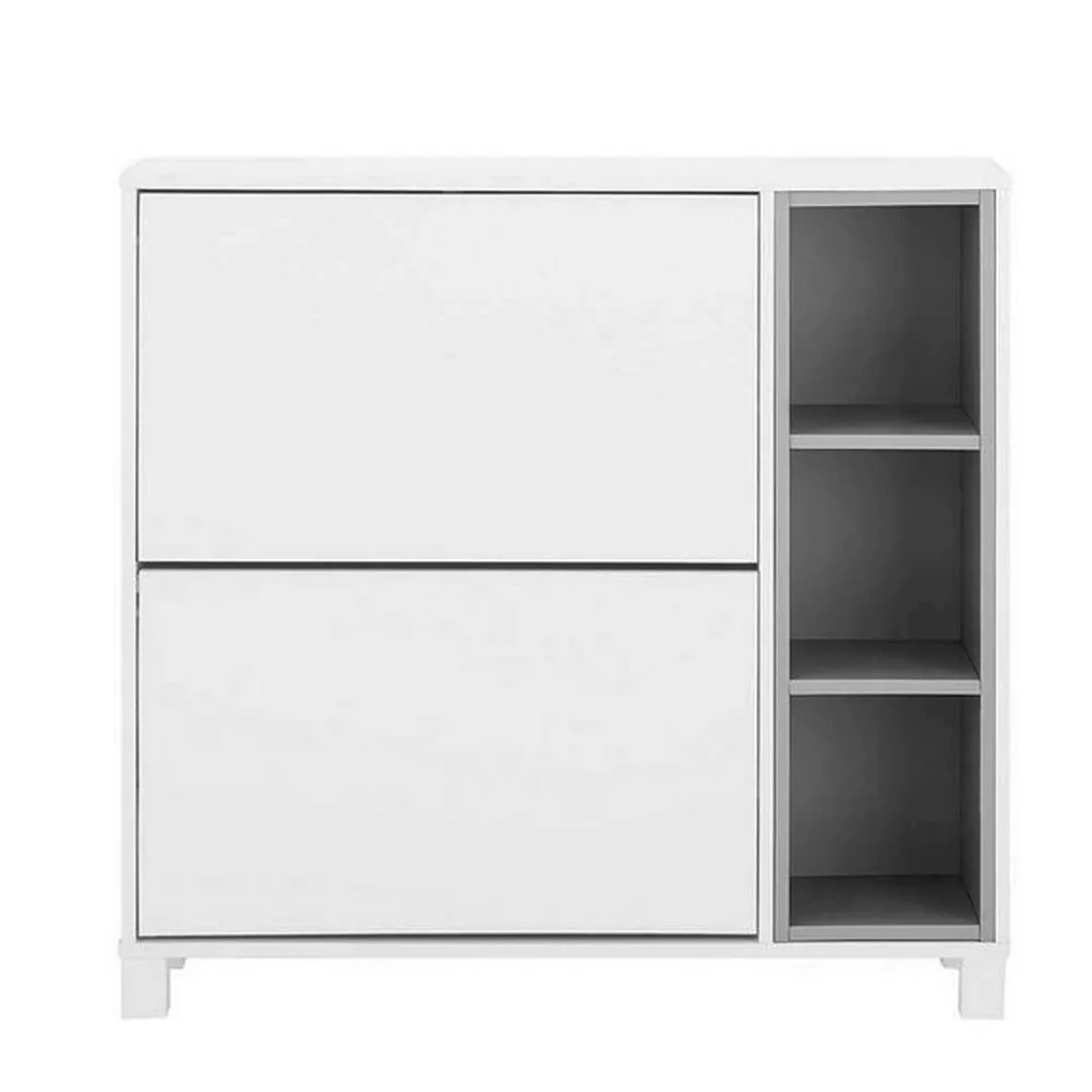 Garderobenschuhschrank in Weiß und Grau 95 cm breit günstig online kaufen