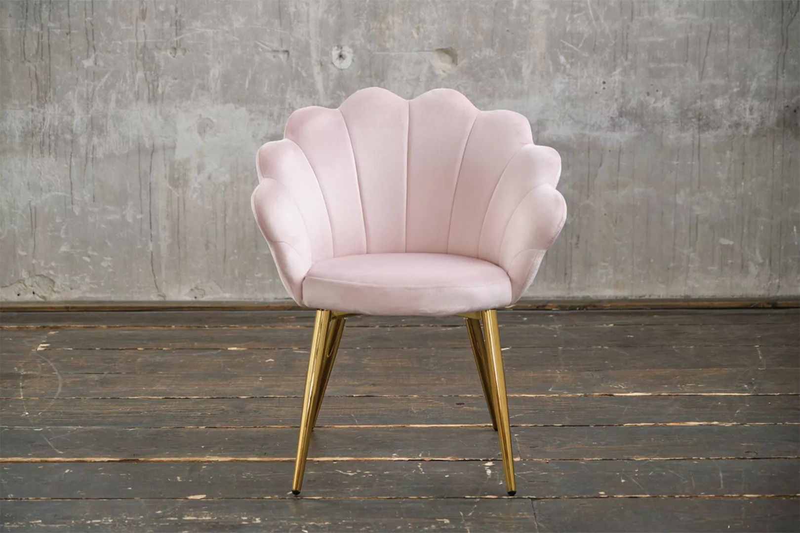 KAWOLA Stuhl CARLA Esszimmerstuhl Velvet rosa Fuß gold günstig online kaufen