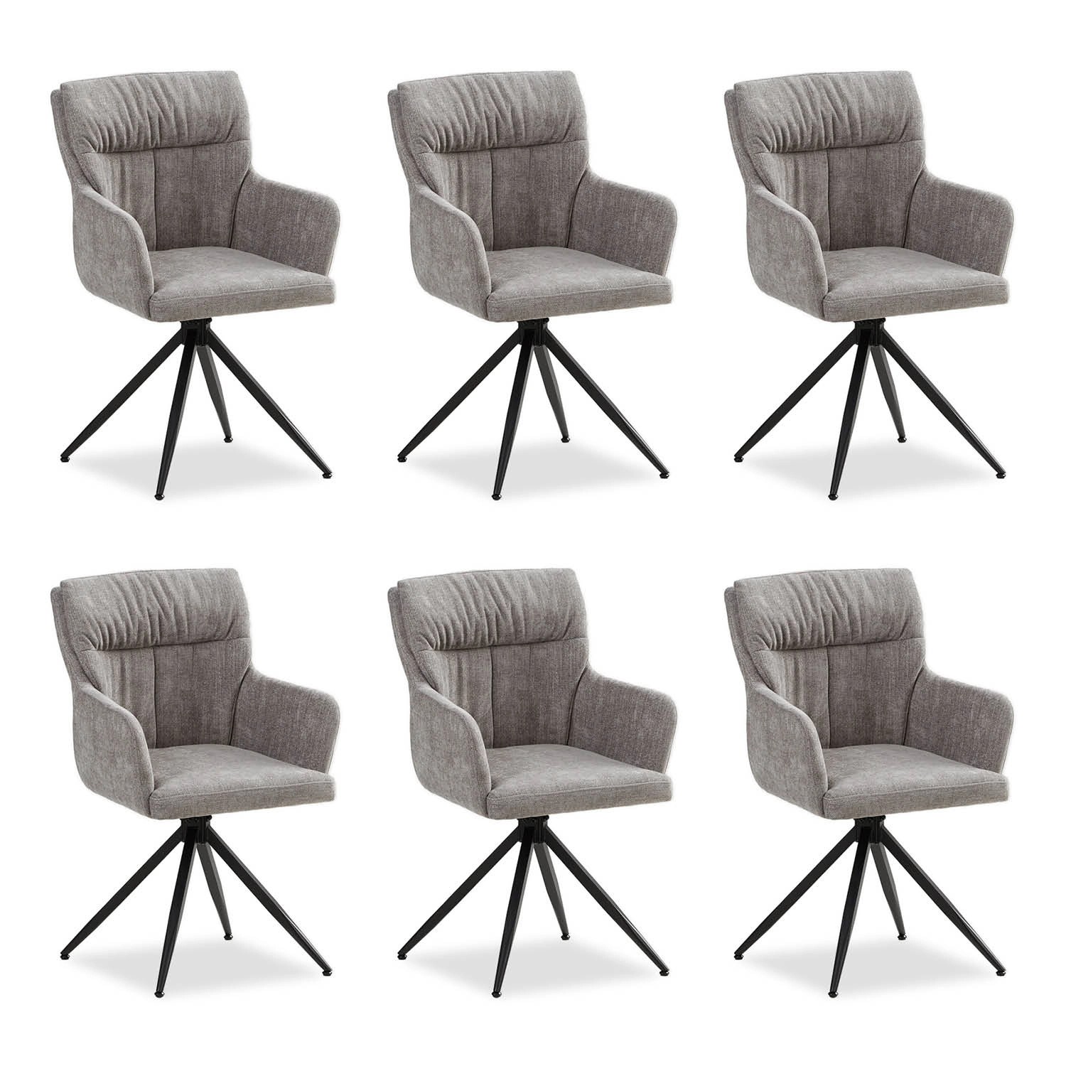 Homestyle4u 6er Set Polsterstühle Drehbar in Grau 2849 günstig online kaufen