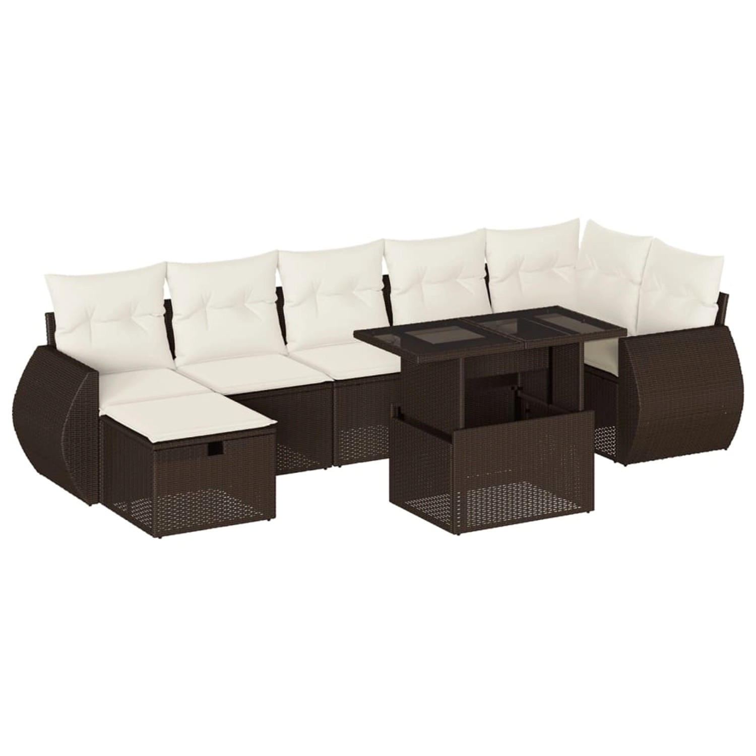 vidaXL 8-Tlg Garten-Sofagarnitur mit Kissen Braun Poly Rattan 3275153 günstig online kaufen