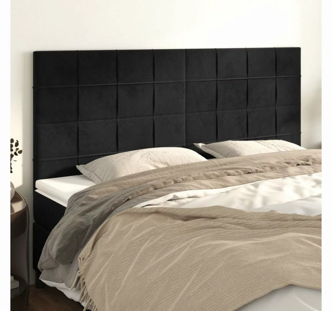 vidaXL Bett, Kopfteile 4 Stk. Schwarz 100x5x78/88 cm Samt günstig online kaufen