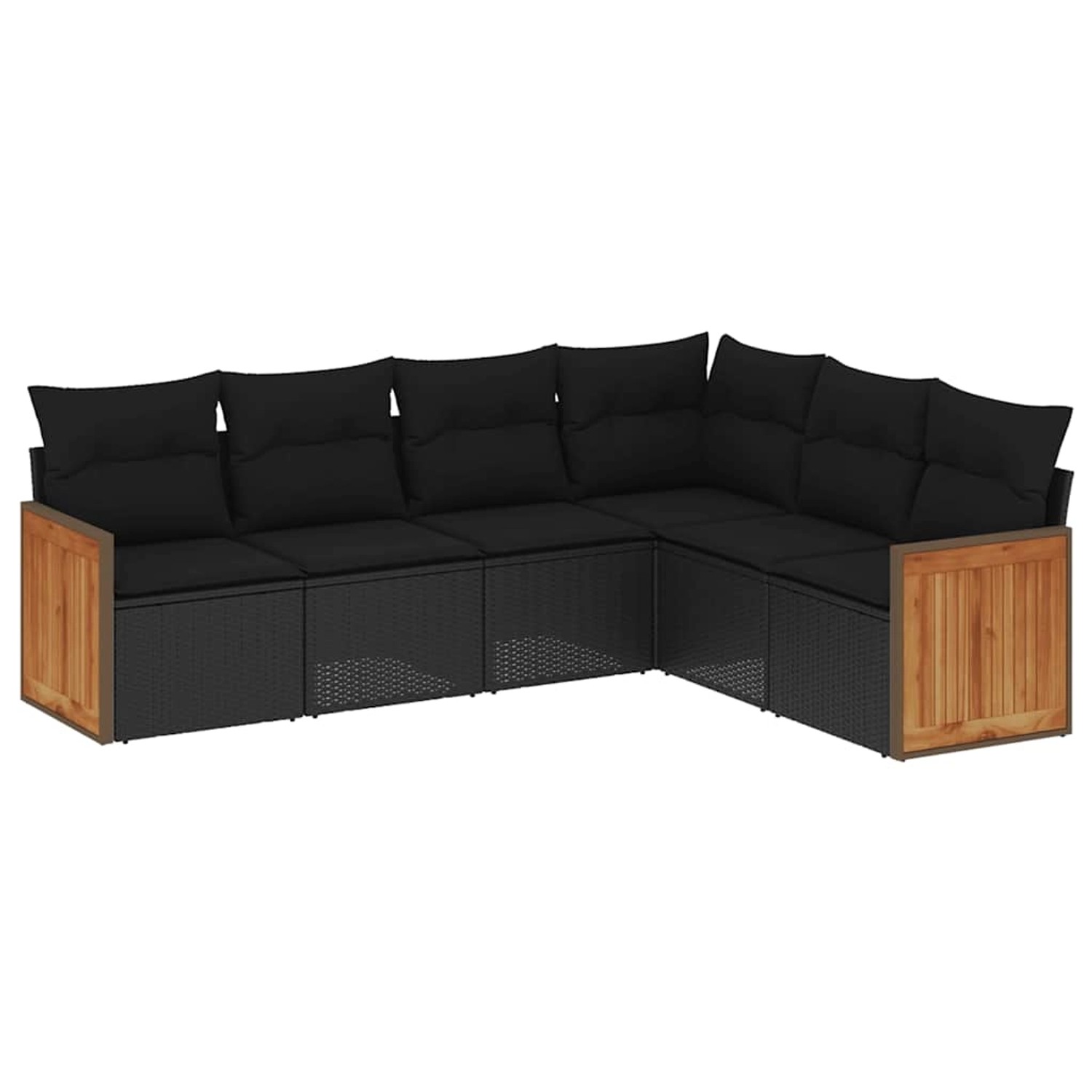 vidaXL 6-Tlg Garten-Sofagarnitur mit Kissen Schwarz Poly Rattan 3260081 günstig online kaufen