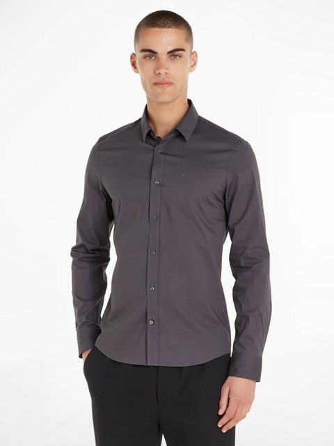 Calvin Klein Langarmhemd SLIM FIT STRETCH POPLIN mit Kentkragen günstig online kaufen