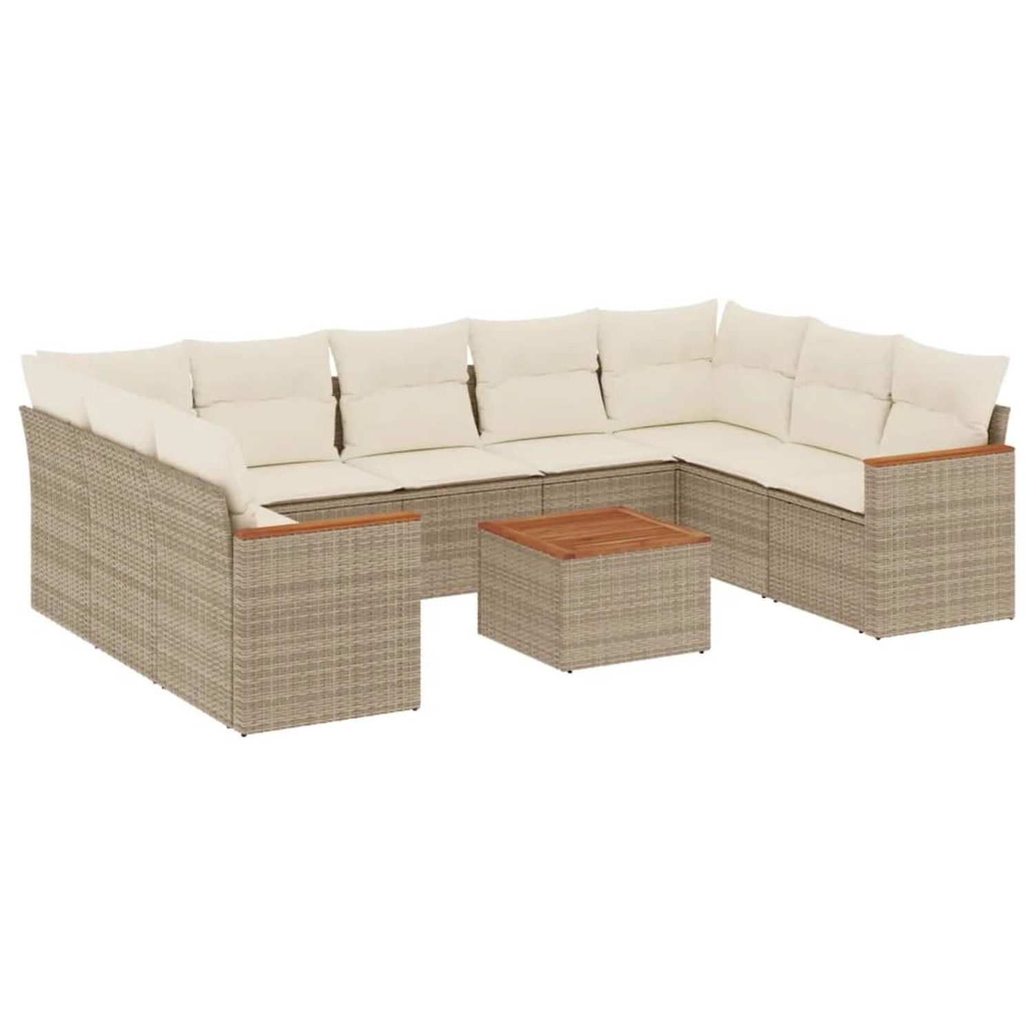 vidaXL 10-Tlg Garten-Sofagarnitur mit Kissen Beige Poly Rattan 3258684 günstig online kaufen