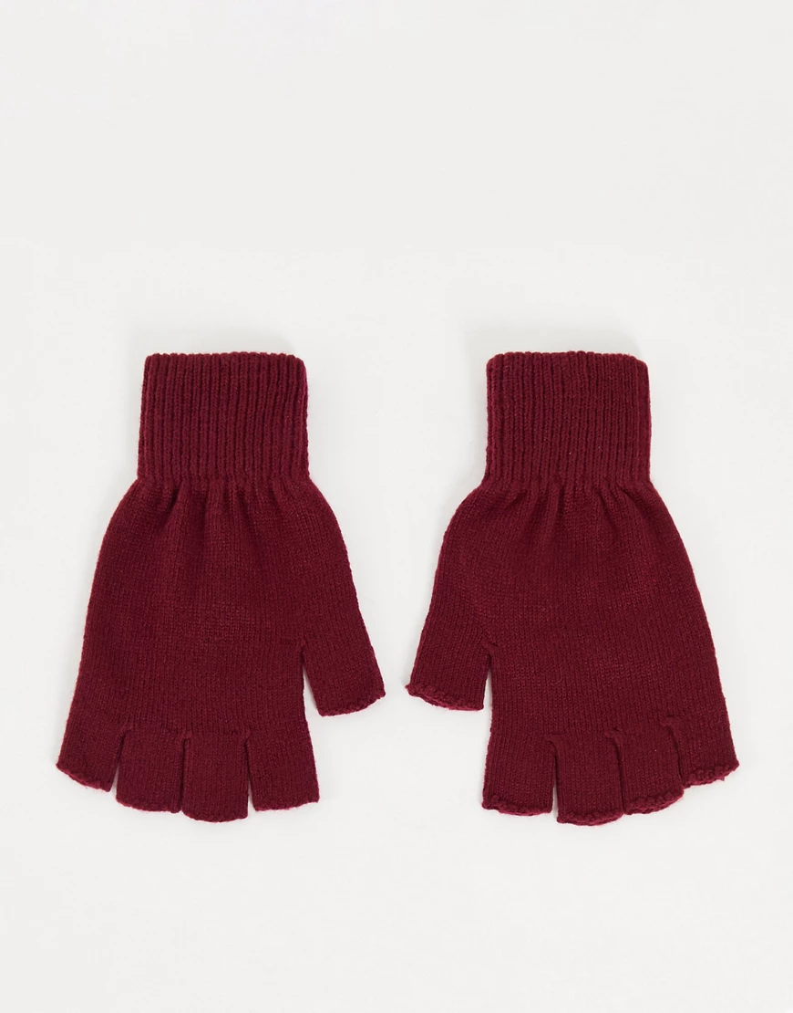 ASOS DESIGN – Fingerlose Handschuhe in Burgunderrot günstig online kaufen