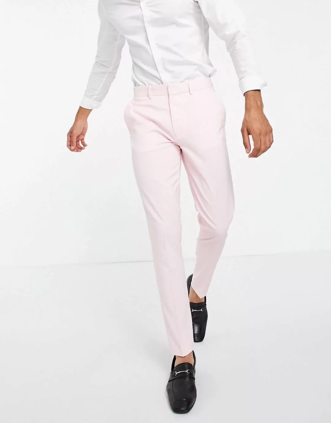 ASOS DESIGN – Eng geschnittene Anzughose in Pastellrosa günstig online kaufen