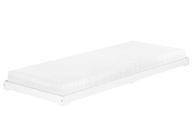 ERST-HOLZ Einzelbett Niedriges Einzelbett Kiefer weiß Massivholz 90x200 Hol günstig online kaufen