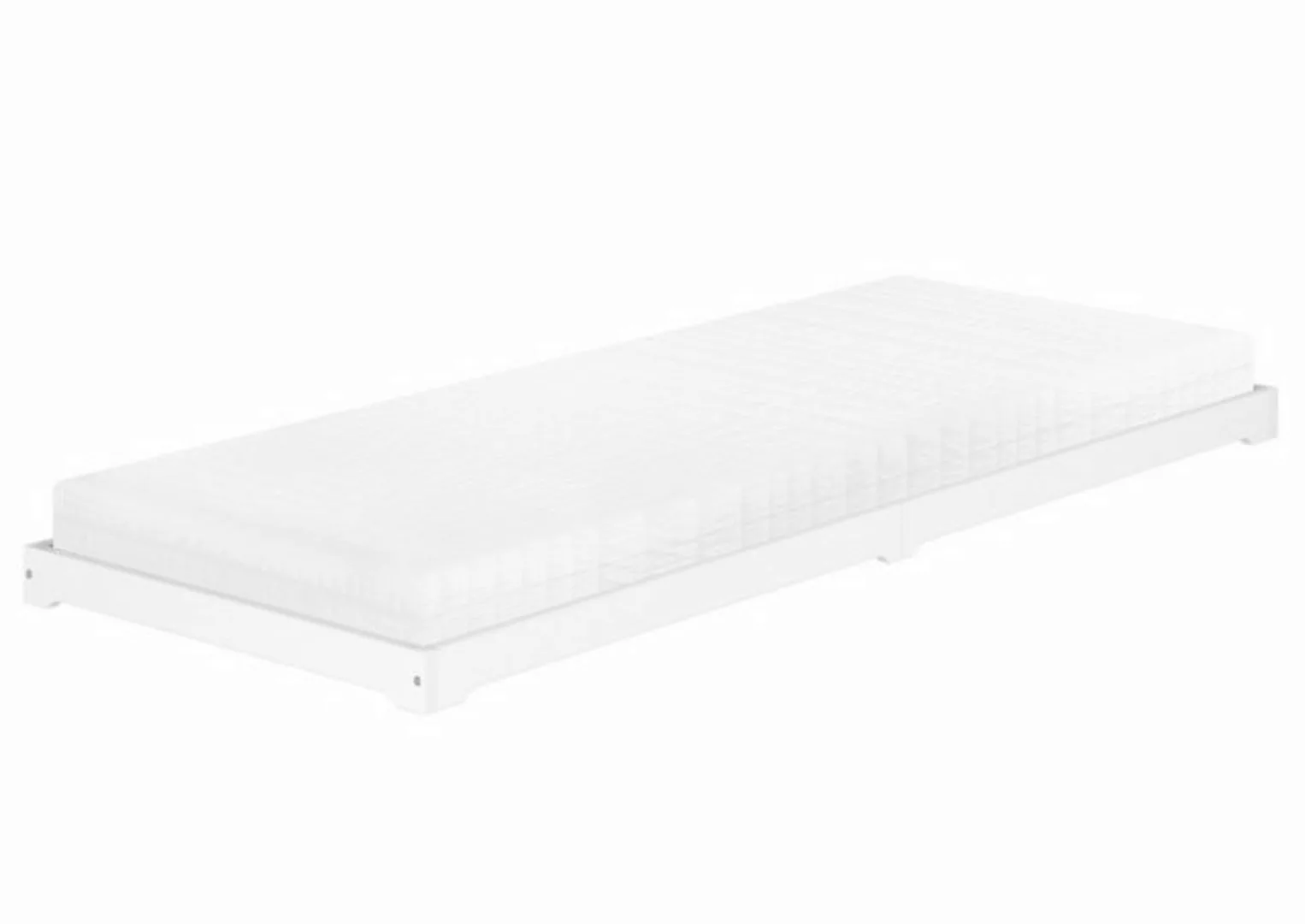 ERST-HOLZ Einzelbett Niedriges Einzelbett Kiefer weiß Massivholz 90x200 Hol günstig online kaufen