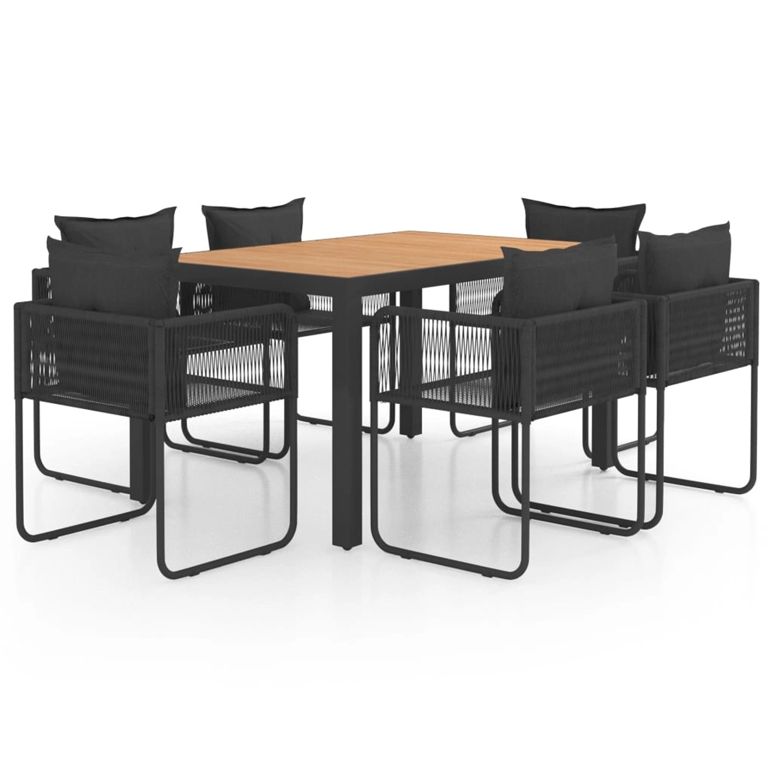 vidaXL 7-Tlg Garten-Essgruppe PVC Rattan Schwarz und Braun 3060109 günstig online kaufen