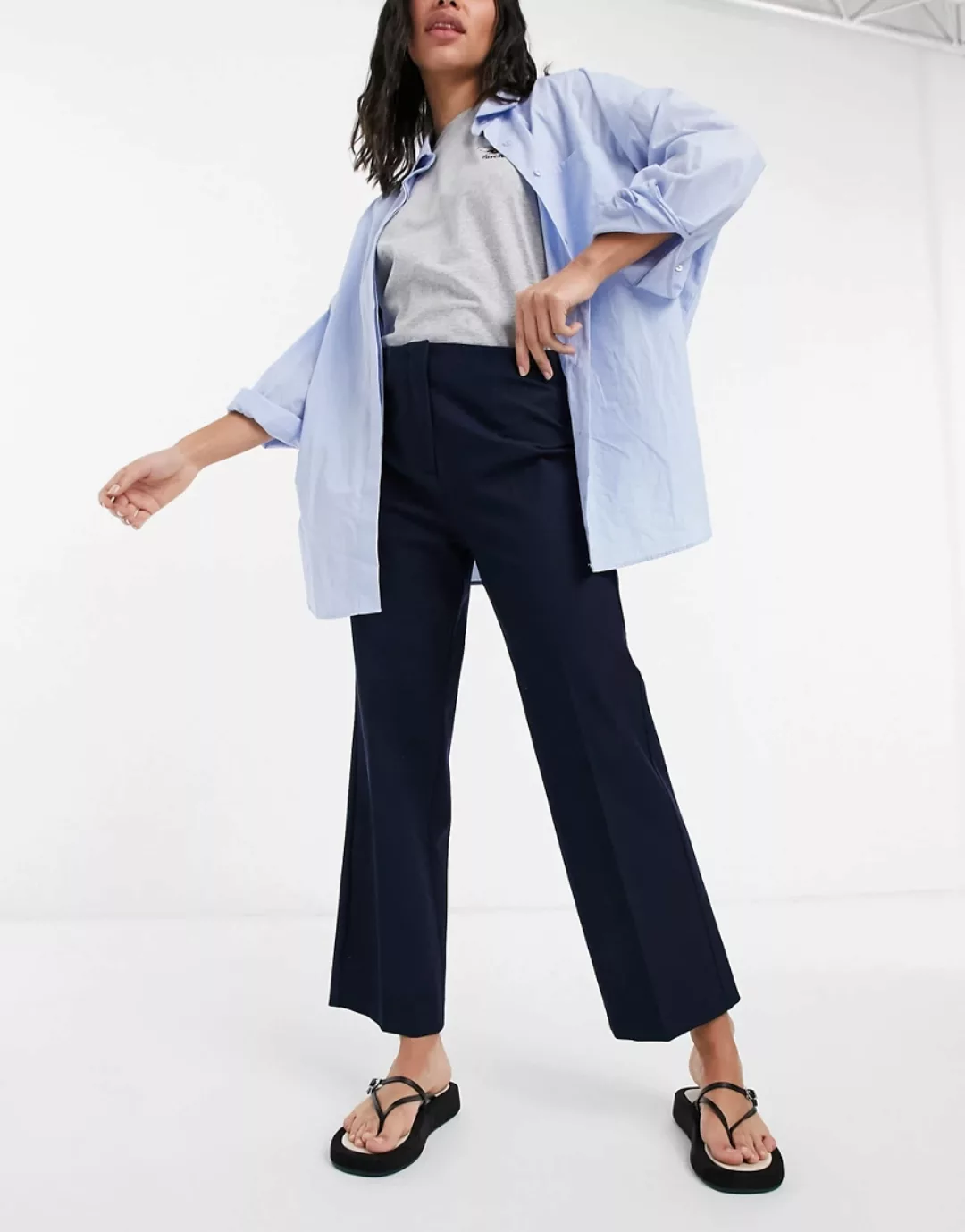 Selected Femme – Marineblaue Hose mit weitem Beinschnitt günstig online kaufen
