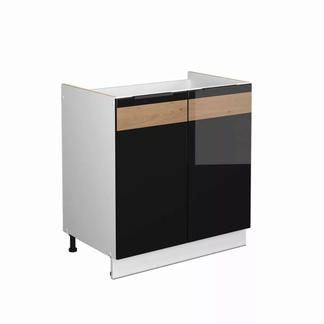 Vicco Spülenunterschrank Spülenunterschrank Fame 80cm Schwarz/Eiche günstig online kaufen