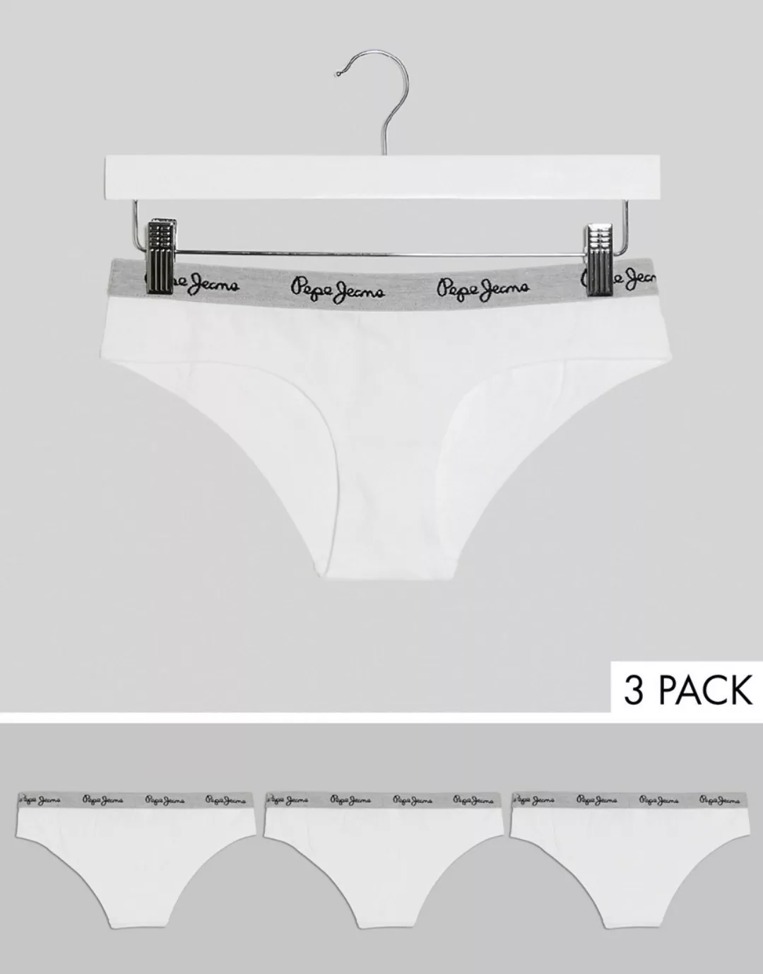 Pepe Jeans – Weiße Unterhosen im 3er-Pack günstig online kaufen
