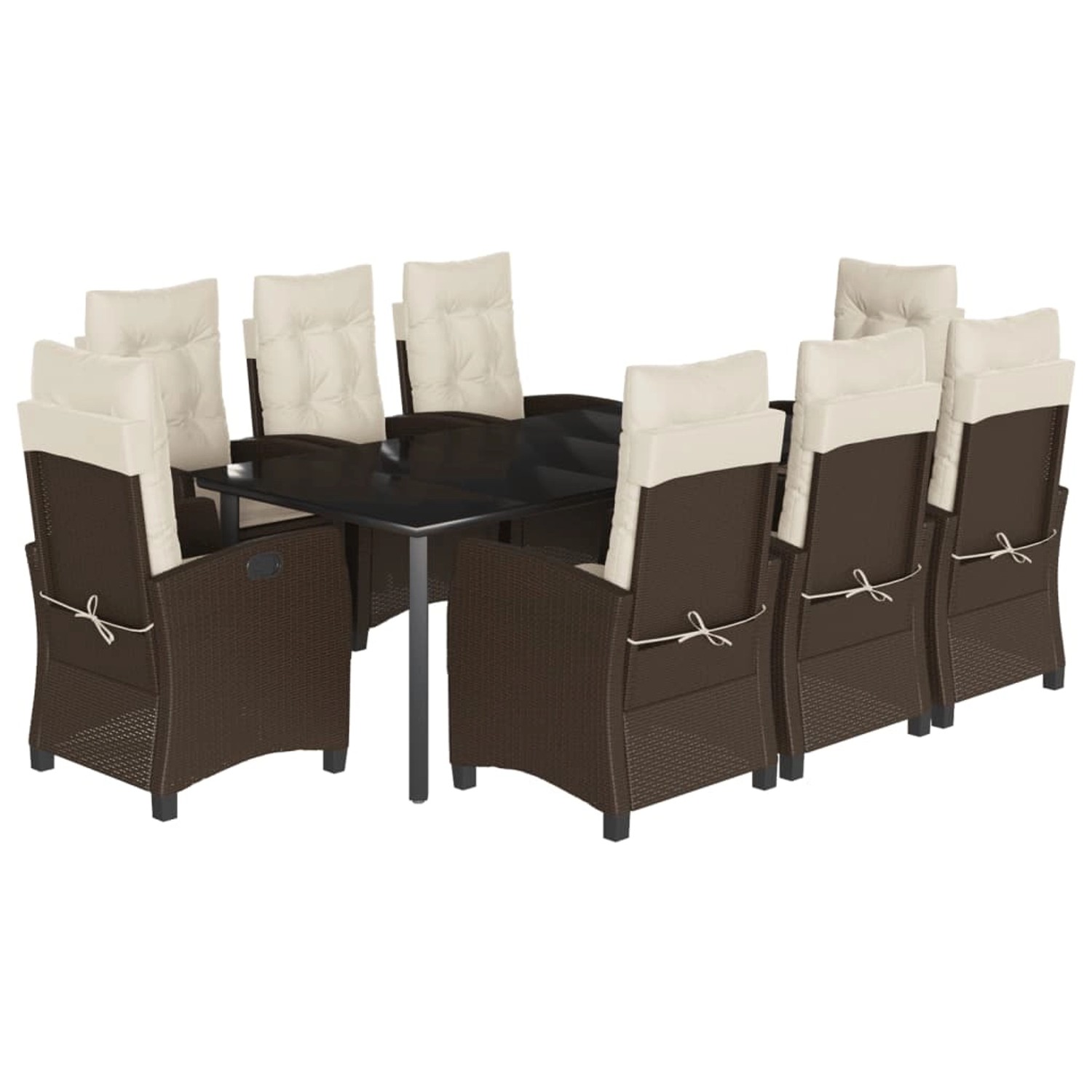 vidaXL 9-Tlg Garten-Essgruppe mit Kissen Braun Poly Rattan 3212781 günstig online kaufen