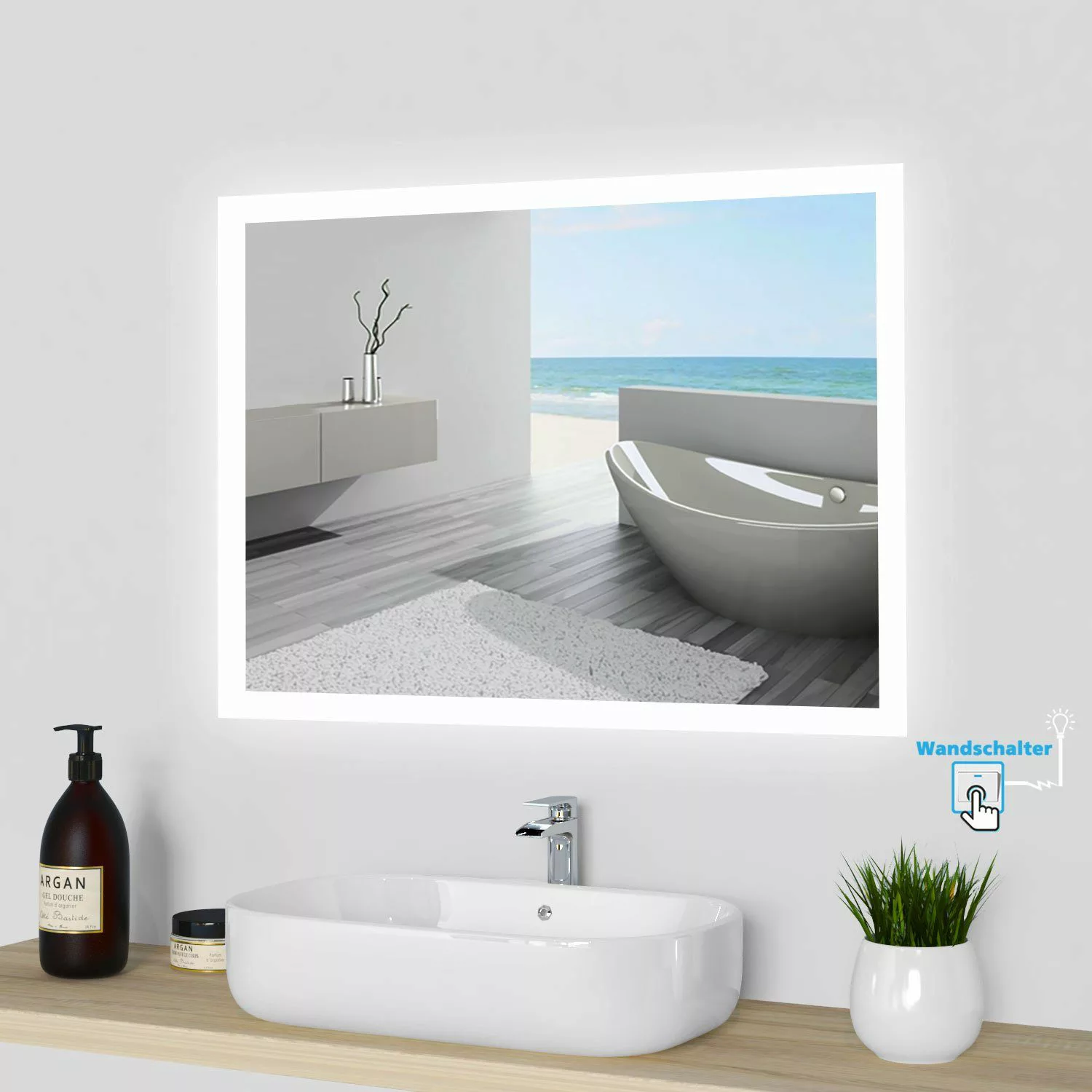 duschspa Badspiegel Wandspiegel mit LED Beleuchtung günstig online kaufen