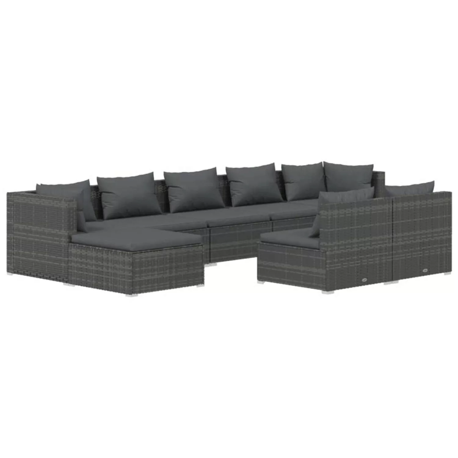 Vidaxl 9-tlg. Garten-lounge-set Mit Kissen Grau Poly Rattan günstig online kaufen