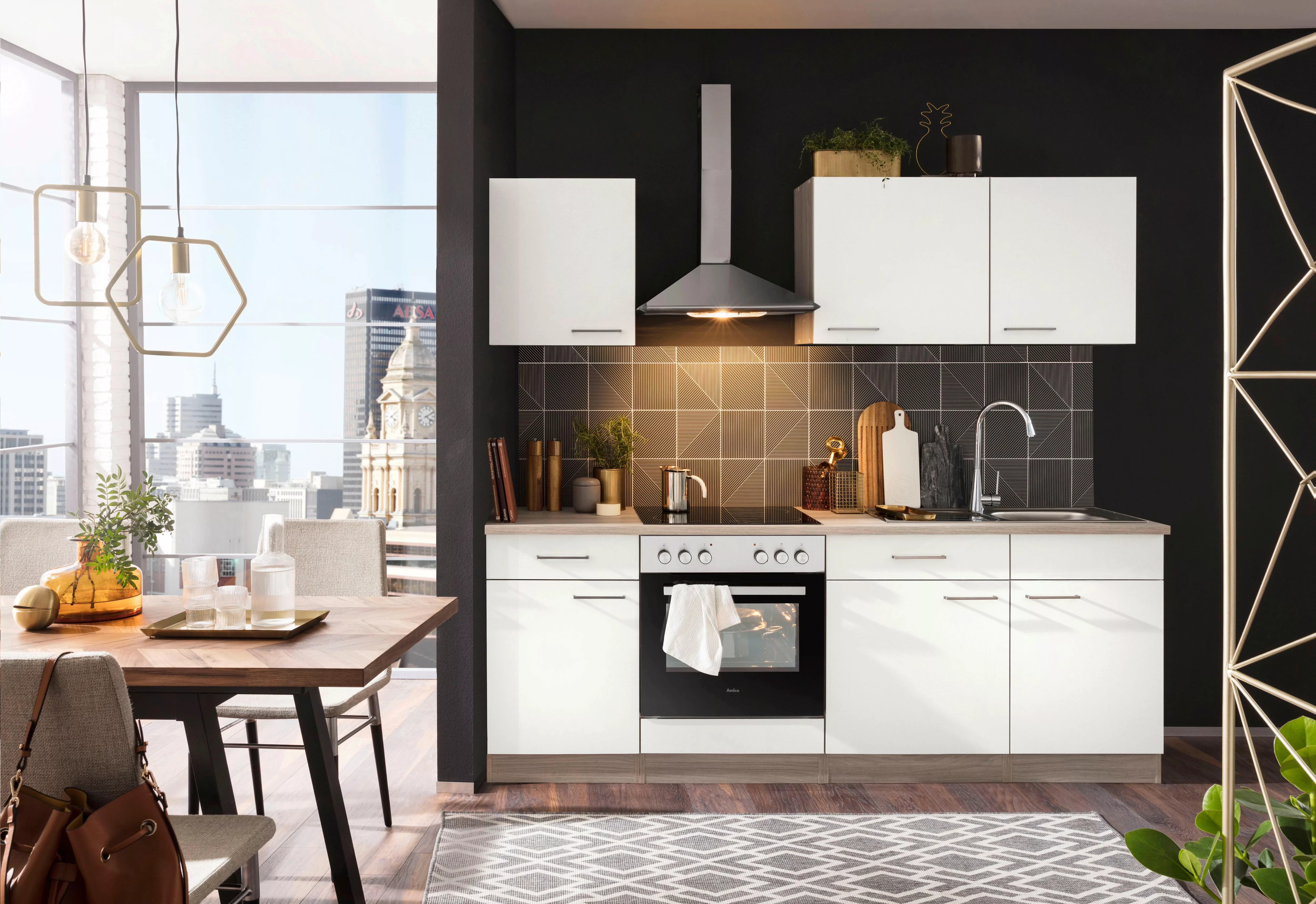 wiho Küchen Küchenzeile »Zell«, mit E-Geräten, Breite 220 cm günstig online kaufen