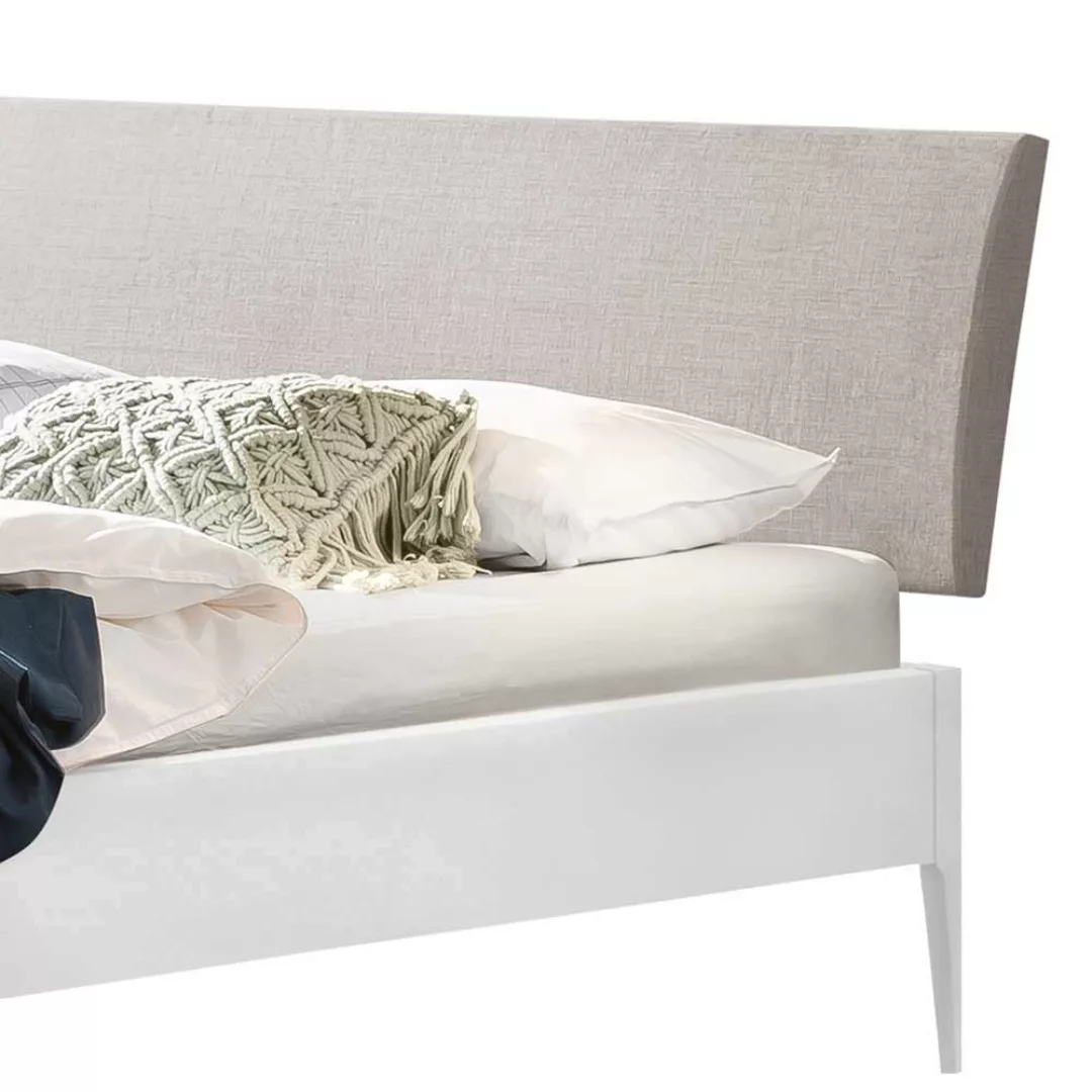 140x200 cm Bett Buche weiß lackiert in modernem Design Mittelsteg günstig online kaufen