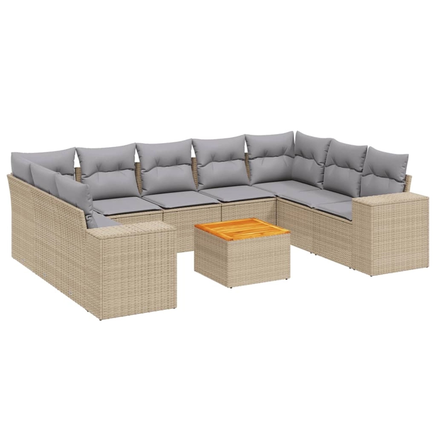 vidaXL 10-Tlg Garten-Sofagarnitur mit Kissen Beige Poly Rattan 3257921 günstig online kaufen