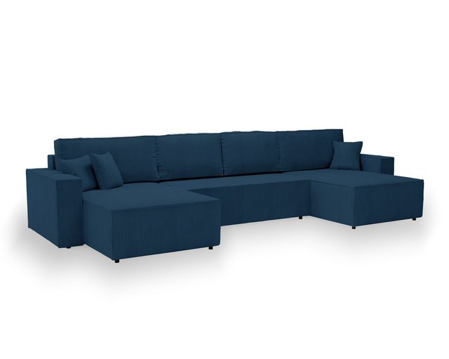 Goldstoff Ecksofa U Sofa mit Schlaffunktion Amalia U 377 cm- Sofa Cord günstig online kaufen